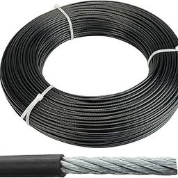 iVee international 6MM Gym Machine Wire Rope PU Coated Cable Inside Steel (Black) (6 MM, 10 Meter)-1