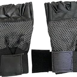 Facto Power Grey Color Leather Gym Gloves with Wrist Support for Weight Lifting Gloves, Exercise Gloves for Powerlifting, Cross Training, Workout, Best for Men & Women,One Size-0