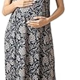 Women's Cotton Blend Maxi Maternity Nighty/Feeding Nighty/Pregnancy Night Gown/A-Line Nursing Nighty with Zippers for Nursing Pre and Post Pregnancy-image-59