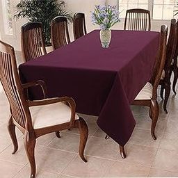AIRWILL Cotton Solid Pattern 8 Seater Rectangle Table Cover Sized, 56x95 inches (Maroon, Pack of 1)(Rectangular)-image-25