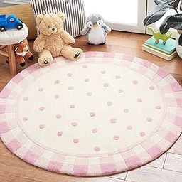 Safavieh Novelty Collection NOV411A Handmade Polka Dot Premium Wool Area Rug, 3' x 3' Round, Ivory / Pink-image-25