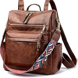 Leather Backpack for Women Elegant Genuine Backpack Purse Ladies Leather Shoulder Bag (DTan)-image-57