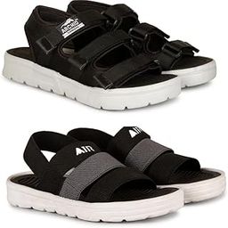 Black And Sollid Black Men's Classic Casual Fashion Sandals with Back Strap Comfortable & Light Weight Stylish & Anti-Skid Sandles For Everyday Use-image-84