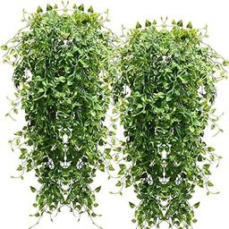 Dekorly 2pcs Artificial Hanging Plants 32-in Fake Hanging Plant Fake Ivy Vine Outdoor UV Resistant Plastic Plants (Ivy)-image-19
