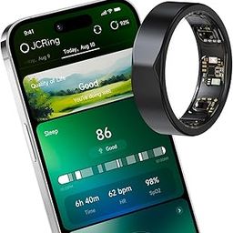 AMZAIZO JCRing Smart Ring Sleep Tracker, Fitness Tracking Wearable, Accurate Monitoring of Pedometer, Heart, Temperature, Titanium with Charging Case, APP for iOS & Android (13)-image-85