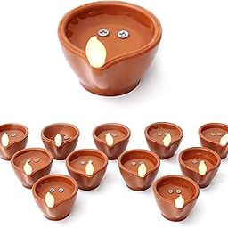 EYUVAA LABEL LED Water Diyas for Office & Home Decoration | Water Sensor Diya for Diwali Decoration (Pack of 12)-31
