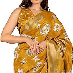 Women's Cotton Blend Floral Printed Saree with Blouse Piece-image-53