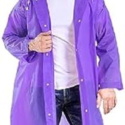 Mens EVA Plain Transparent Rain Coat Hooded Outdoor Water Resistant Portable Raincoat (White)-picture-20