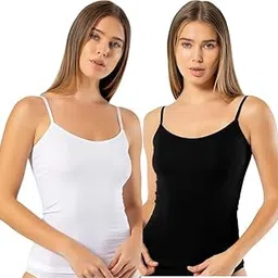 bodymist Stylish Womens Cotton Blend Regular Fit Camisole | Inner for Women & Girls (XXL,Pink::Light Pink, Pack of 2)-picture-6