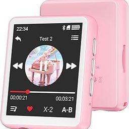 MP3 Player with Bluetooth 5.4, 128GB Portable Music Player with 2.4” Full Touch Screen Built-in Speaker, FM Radio, Recorder, Supports MicroSD up to 128GB, Great for Kids and Sports Pink-4