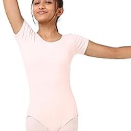IKAANYA Girls Short Sleeves Cotton Leotard or Bodysuit - Ideal for Ballet, Dance, Gymnastics, Performance (Age 3-15 years)-image-95
