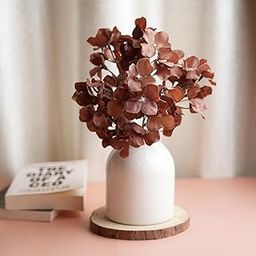 Interiors & More Hydrangea Charm – Artificial Flower Bunch (Pack of 2, Without vase) (Brown)-image-24
