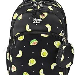 Avacado 4 Compartment Backpack 17"/27L Medium Water Resistant School Bag/Casual 4 Compartment Backpack/Daypack/Kids Bag for Boys/Girls (Black-Green)-image-35