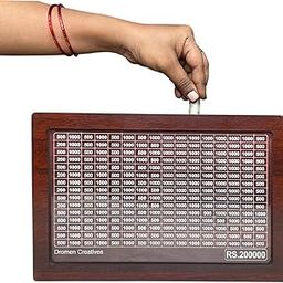 Wooden Money Saving Box with Numbers | Coin Collection Box, Money_Bank, Cash Box, Money Bank for Kids & Adults, Money| Small Amount Become Big Saving - Perfect Gifting (Pack of 2) Design_08-10