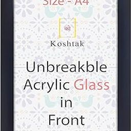 Koshtak A4 Size Black Photo Frame with Unbreakable Acrylic Glass, Set of 1, for Wall Hanging/Decor Picture & Document (1 pcs), Rectangular-1