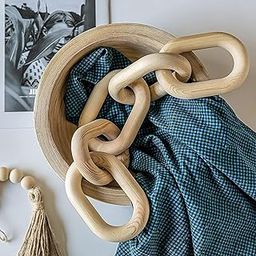 CRAFTED TURN Wooden Chain Link Decor for Coffee Table | Decorative Wood Chain Link and Bead Garland Set | Wood Knot for Aesthetic Room Decor | Hand Carved Wooden (Natural 21.6inch-image-37