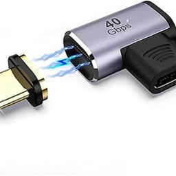 ETZIN USB C Magnetic Adapter, 90 Degree Magnetic USB C Adapter 24 Pins with PD 100W Fast Charge USB4 40Gbps 8K 60Hz for Thunderbolt 3/4,Pro/Air/ROG Ally/Steam Deck/PS5 PSVR2 (EPL-1102TC, Pack-of-1)-27