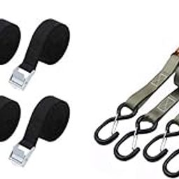 HASTHIP® 8 Pack Tie Down Straps Combo, Heavy Duty Adjustable Cam Buckle & Ratchet Straps with Hooks for Motorcycle, Truck, Trailer, Luggage, Cargo, DIY, 2.5m & 4.5m, Carry Bag Included-image-15