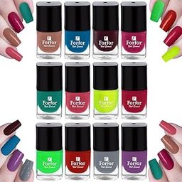 FORFOR® Perfect Stay Trendy Glossy Finish Nail Polish | Safe & Fast Dry | Nail Art | Gel Effect Combo of 12 (COMBO NO. 4)-image-92