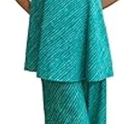 Women's Teal Green Cotton Printed Co-ord Set-image-2