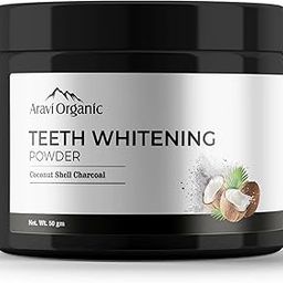 Aravi Organic Teeth Whitening Charcoal Powder - For Enamel Safe Teeth Whitening, Stain Remover, Freshens Breath - Suitable For All Type Teeth - 50 gm-99
