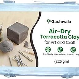 Greenwise Air Dry Terracotta Clay - Clay for Art and Craft (225 gm) | Fine motor skills- Molded/Lippan Art Clay/Clay Moulds for Art and Craft - Clay for Lippan Art | Eco Friendly Ready to Use Filtered Terracotta Clay, Without Stones A1 Quality Best for Sculpturing, Pottery, Jewellery Making and Arts and Crafts | Safe for Children - Grey Mati for Ganesh, Figurines, Sculptures, Artifacts, DIY, Gift for Artists, Students-picture-31