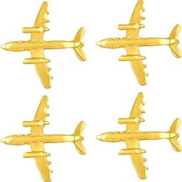 Small Aeroplane Shape Combo of 4 Unisex Lapel Pin Brooch with Gold Plating (CO1105807G)-image-60