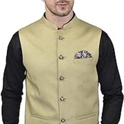 PRINT CULTR Men's Solid Cotton Sleeveless Nehru/Modi jacket/Sadri/Waistcoat/Bundi Jacket/Jacket - For Festive/Wedding/Party | (PCN8)-47