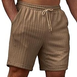 Mens Casual Shorts - Cotton Drawstring Summer Beach Stretch Twill Chino Golf Shorts(XL_Brown)-picture-18