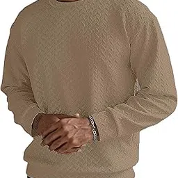 KAJARU Men's Textured Full Sleeve Sweatshirt, Geometric Pattern, Crew Neck, Casual Wear-picture-5