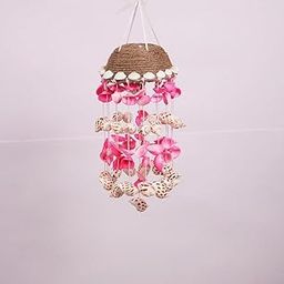 Shellkrafts Sea Shell Wind Chime for Home Decor | Balcony & Garden | Soothing Rain Sound & Very Lucky According to Vastu | Attracts Good Luck | Positive Energy (Pink)-image-88