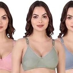 Women's Cotton Non-Padded,Non-Wired Wirefree Full Coverage T-Shirt Bra Color Mulitcolor Size 32 to 40 Cups in A/B/C/D-picture-44