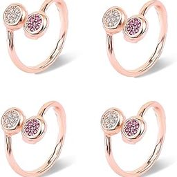 Rose Gold,Double Round Toe Ring | 925 Sterling Silver,Adjustable | Pack of 4 Toe Ring | 6 Months Warranty(T&C) | With Certificate of Authenticity and 925 Stamp |-15