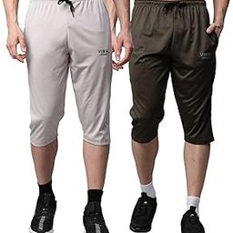 Dryfit Lycra Solid 3/4th Capri for Men (Pack of 2)-Dryfit_D13_L.Gry_OLV_02-P-52