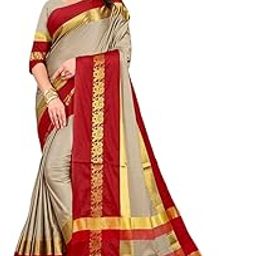 Traditional Saree with Elephant Border Design, Beige and Red Colour, Cotton silk saree-image-15