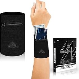 NEWZILL Wrist Wallet Wristband with Zipper - Cotton Sweatbands for Men & Women, Ideal for Sport, Running, Walking, Basketball, Football, Tennis, Hiking, Workout, and More Long Black-image-11