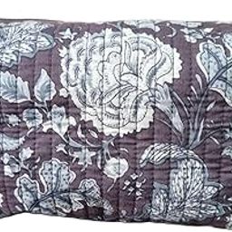 Floral Hand Printed Quilted Bags Pouch|Set of 3| Toiletry Bag for Women| Artisanal| Travelling| Medium| Makeup Bag| Cosmetic Bag| Organizer Bag Makeup Pouch (Black)-image-49