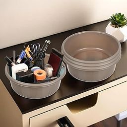 Homestic Pack of 4 Desk Organizer | Stationery Organizer Tub | Multipurpose Storage Organizer | Office Supplies Organizer for Pen-Pencil-Staplers-Clips | Desktop Organizer | 4 LTR | Brown-image-43