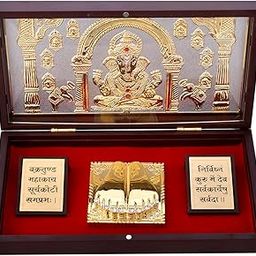 PIEPOT Asht Ganesh Charan Paduka with Acrylic Box | Ganesh Idol for Home Decor | Gold Plated | Charan Paduka Box for Pooja, Weeding Gifts & House Warming | Diwali Gifts (8X4.5X1.5 Inches)-picture-14