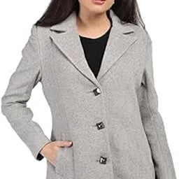honnete Single Breasted Regular Fit Solid Winter Trench Coat For Women-picture-12