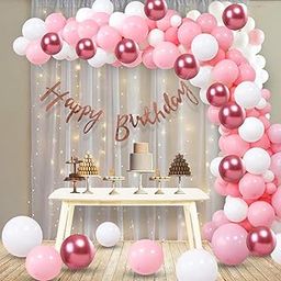 Party Propz Birthday Decoration Items For Girl-66pcs | Pink Balloons For Decoration | Birthday Decoration for Wife | Birthday Backdrop For Decoration (Curtain, Led Light) | Birthday Banner (Cardstock)-14
