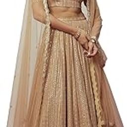 Women's Embroidered Work Georgette Fabric Chaniya Choli with Dupatta Semi Stitched (Brown_Semi Stitched).-picture-16