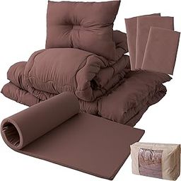 Nice Day Comforter Set Mattress and Comforter Washable 8 Piece (High Rebound Mattress Duvet Pillow Storage Bag Each Cover) Twin(Comforter) Brown(Sham) Brown(Mattress)-31