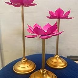Agaas Enterprises Tea Light Candle Holder Metal Lotus Shape/t-Light Set of 3 for Home Decoration/Table Decoration/Festival Decoration Gift Set of 3-image-15