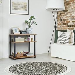 Livzing 3 Tier Turn-N-Tube Wooden Bedside Table for Bedroom-Multipurpose Table for Living Room-Standing Rack Shelf Wall Corner Bookshelf-Space Saving Organizer-Brown-22
