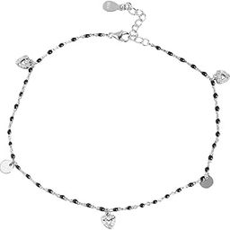 925 Sterling Silver Designer Heart Drop Rhodium Plated Chain Anklet (Single) | Gift for Women & Girls | With Certificate of Authenticity & 925 Hallmark-image-87