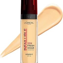 L'Oreal Paris Liquid Foundation, Oil Absorbing Formula, Transferproof, Heatproof and Long-lasting, Infallible 32H Fresh Wear, 140 Golden Beige, 30ml-20