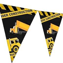 WoW Party Studio Construction Theme Happy Birthday Decorations Flag pennants Buntings Banner - 10ft Long-image-71