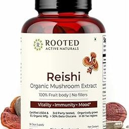 Rooted Active's Reishi Mushroom - Heart & Immune Health Support Supplement | Mushroom Supplement to Support Energy, Mood, Sleep & Aid Overall Well-Being - 60 Capsules-image-63