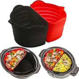 Transform Cooking with Red+Black Eco-Friendly Silicone Slow Cooker Divider Inserts - Non-Stick, Dishwasher Safe! Fits 6-8 Quart Brands-picture-30